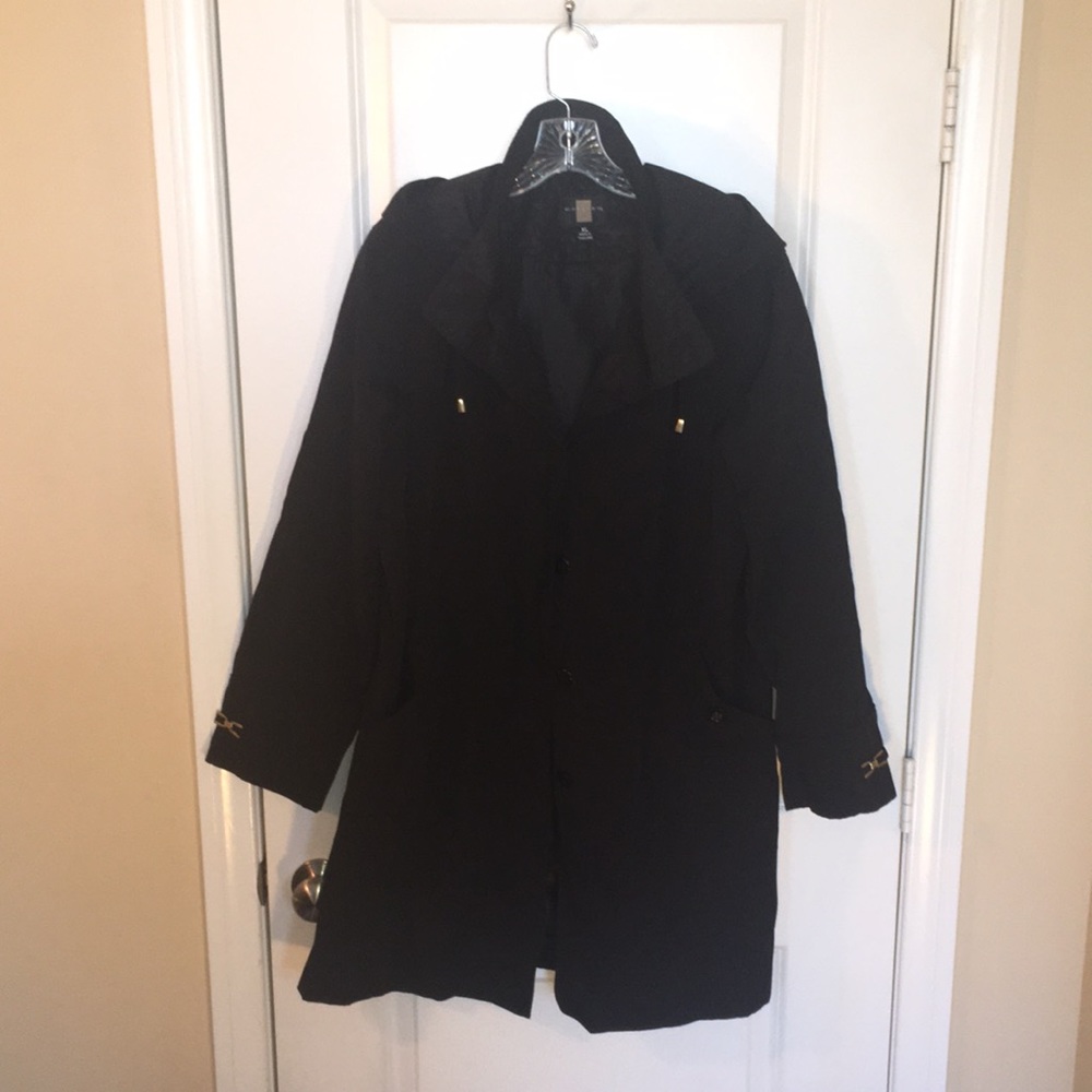 Black Raincoat with Gold Details